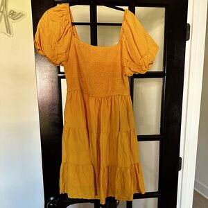 Yellow off or on shoulder summer dress